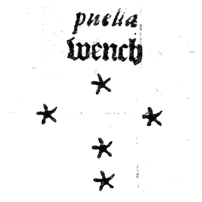 PUELLA, riquadro della tavola di Christopher Cattan, 1591